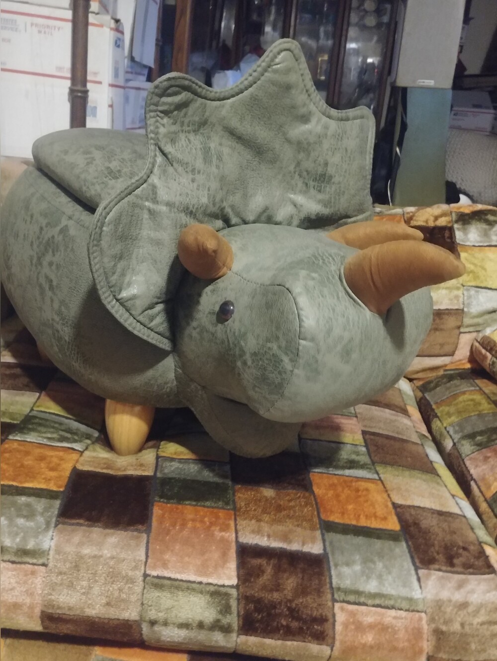 Critter Sitters 27-In. Seat Height Green Triceratops Dinosaur Animal